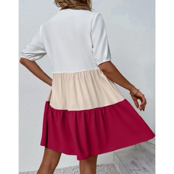 Boho Color Block Lace Oversized Dress - Picture 10 of 16